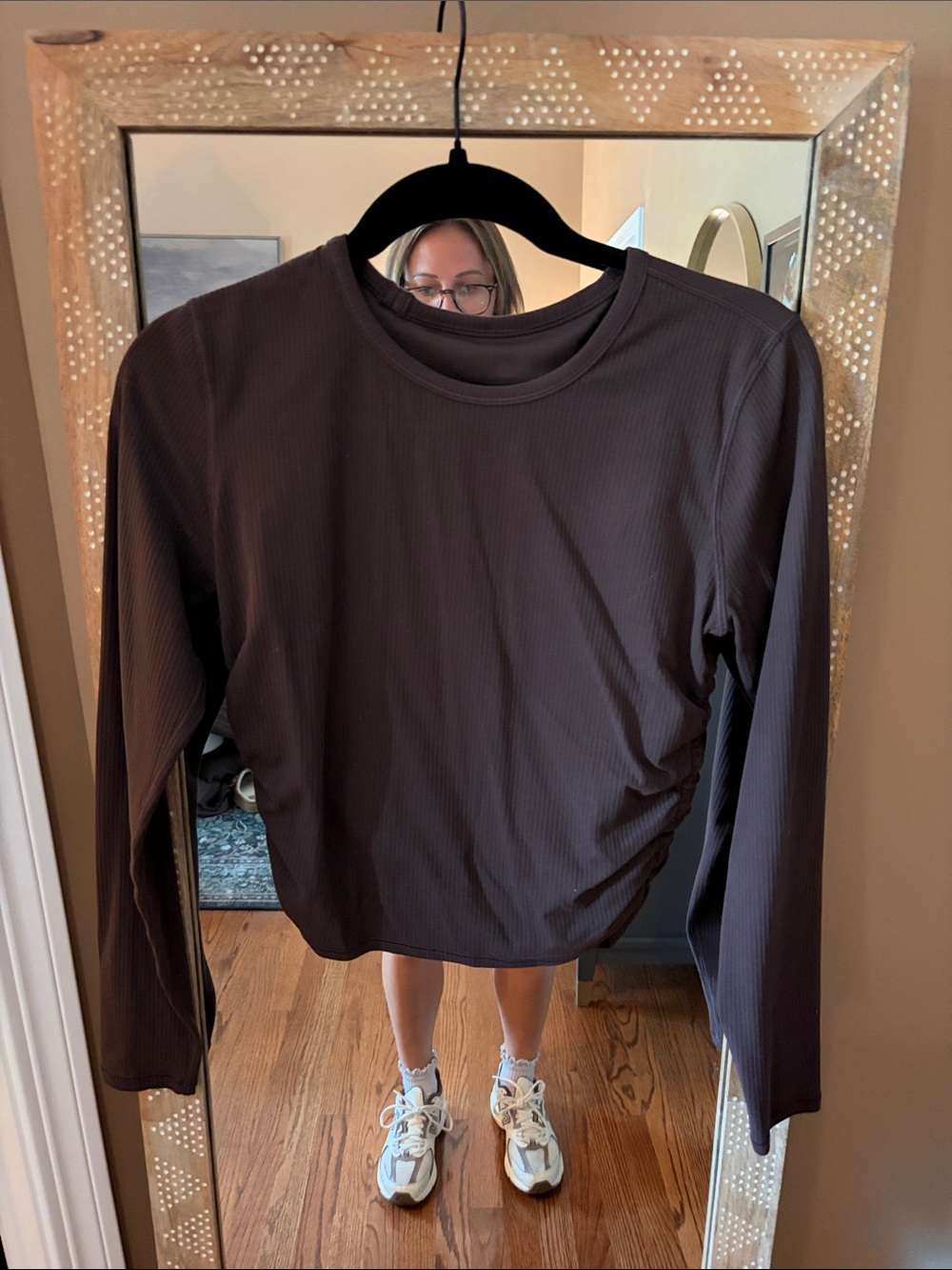 lululemon athletica Long-Sleeve Ribbed Crew in  brown cropped